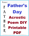Worksheet for writing an acrostic poem for "father"