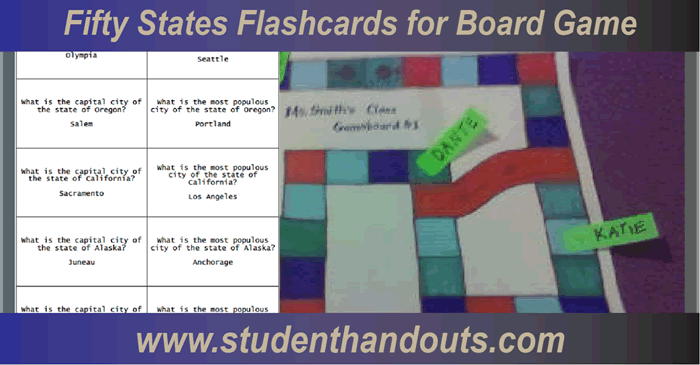 Fifty States Flashcards for Board Game Fifty States Flashcards for Board Game