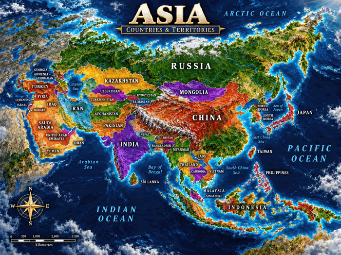 Asia Countries and Territories Map