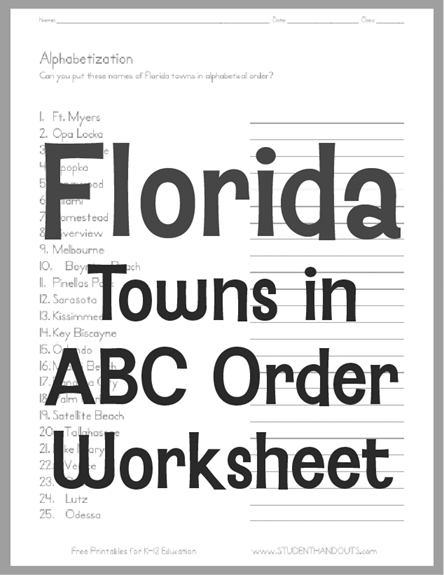 Florida Facts Research Worksheet - Free to print (PDF file). For students in grades five and up.