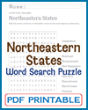 Northeastern United States Word Search Puzzle