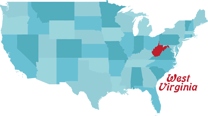 West Virginia in the United States Map
