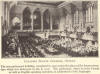 Canadian Senate Chamber, Ottawa, Ontario, Canada, 1920.  The new parliament building, completed in 1920, takes the place of the former structure which was destroyed by fire in 1916.  The parliament, which includes French as well as English speaking members, is addressed in both languages. 
