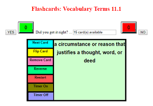 Interactive Flashcards: Vocabulary Terms List 11.1

