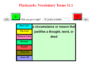 Interactive Flashcards: Vocabulary Terms List 11.1
