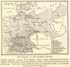 Map of the states of the German empire.  Prussia, Bavaria, Saxony, Wurttemberg, Baden, Hesse, Mecklenburg-Schwerin, Anhalt, Waldeck, Lippe, Hamburg, Bremen, Lubeck, Brunswick, Saxe-Weimar, Mecklenburg-Strelitz, Saxe-Meiningen, Saxe-Coburg-Gotha, Saxe-Altenburg, Schwarzburg-Rudolstadt, Schwarzburg-Sondershausen, Reuss-Elder Branch, Reuss-Younger Branch, Schaumburg-Lippe, and Oldenburg.