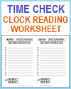 Time Check Clock-reading Handout
