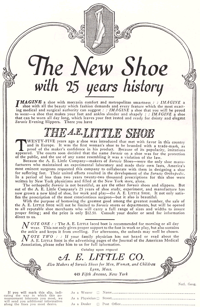 A.E. Little Shoe Company Ad of 1922