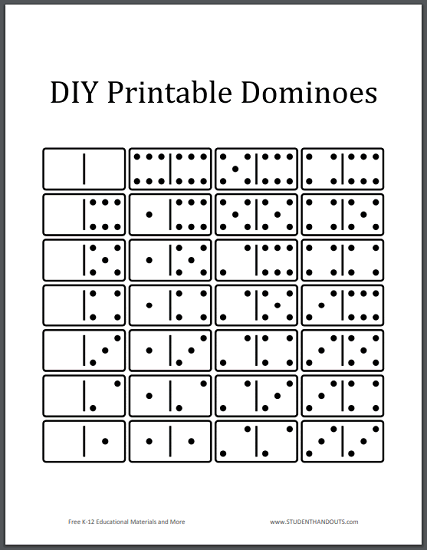 Free Printable Dominoes Game Pieces (PDF File)
