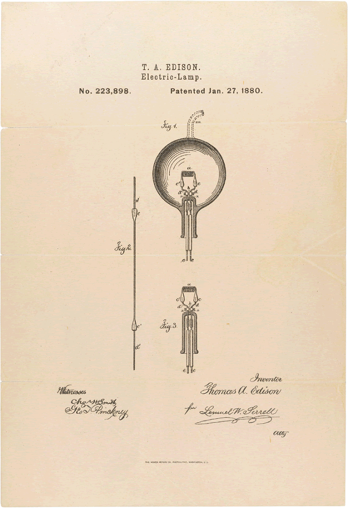 Thomas Edison's Electric Light Bulb Patent (1880)