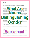 What Are Nouns Distinguishing Gender Worksheet
