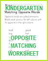 Antonyms Matching Worksheet with Common Adjectives