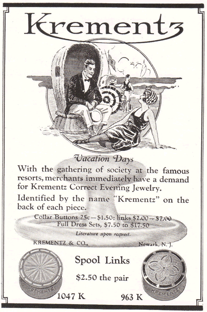 Krementz & Co., Newark, New Jersey - 1922 Advertisement