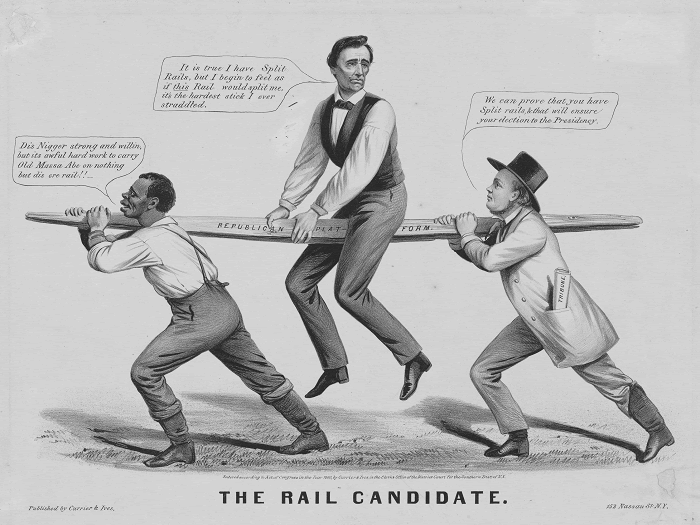 1860 "Rail Candidate" Abraham Lincoln Political Cartoon