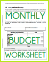 Monthly Budget Worksheet