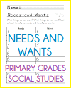 Needs and Wants Chart Worksheet