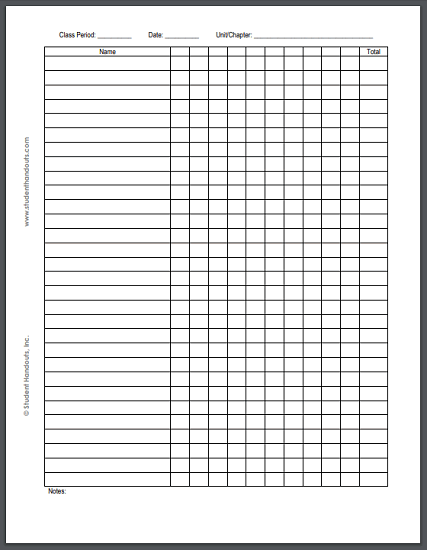 Grading Chart Printable