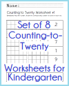Shade Numbers to Twenty; Set of 8 Worksheets