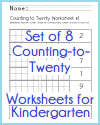 Shade Boxes to 20; Set of 8 Worksheets