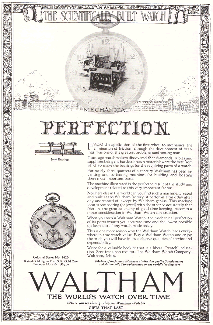 Waltham Watch Company Ad, 1922