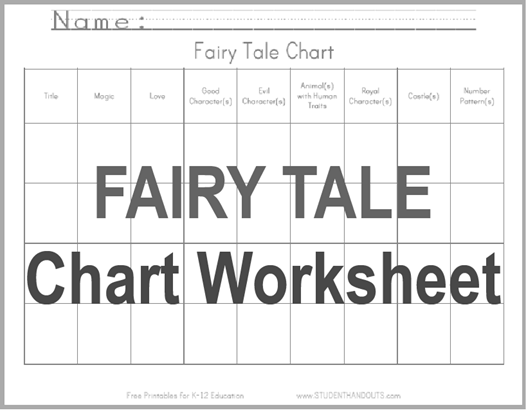 Fairy Tale Chart Worksheet - Free to print (PDF file).