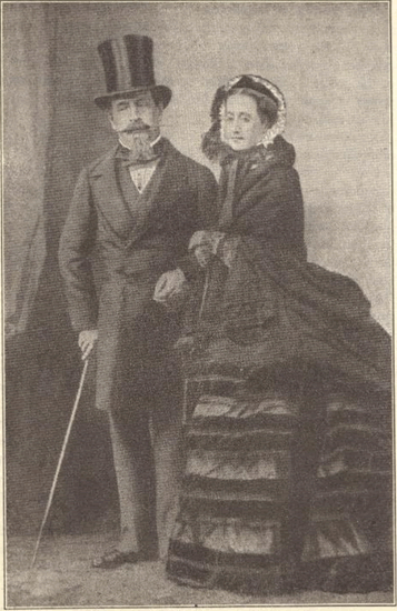 Emperor Napoleon III and the Empress Eugenie.  Photograph taken in the 1860s, showing the costume of the period.