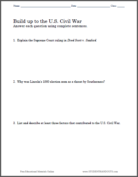 civil war essay questions middle school