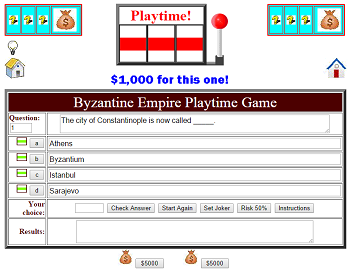 Byzantine Empire Playtime Quiz Game - This fun learning game is designed for two players or two teams.