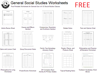 Free Social Studies Reproducibles Worksheets Student Handouts