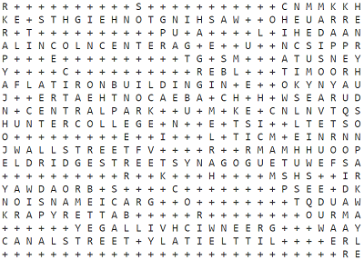 Manhattan, NYC Word Search Puzzle Answer Key