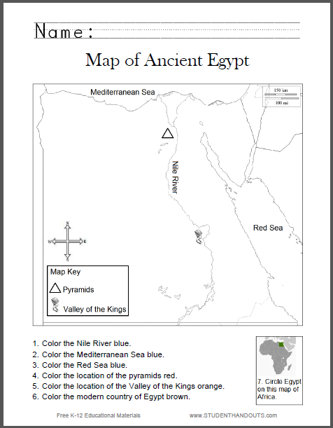 egypt map worksheet