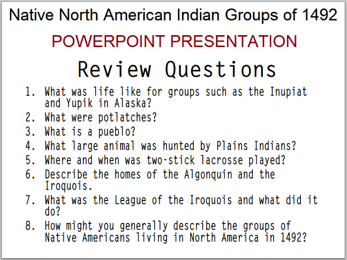 Native North American Indians, 1492 - PowerPoint Presentation with Guided Student Notes