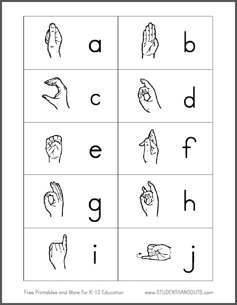 Asl Alphabet Printable Flash Cards