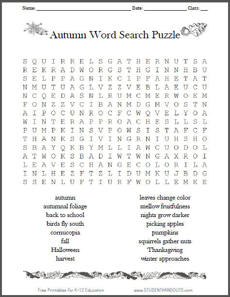 Harvest Crossword Puzzle Autumn Fall Word Search Puzzle Free to Print Student Harvest Crossword Puzzle Autumn Fall Word Search Puzzle Free to Print Student