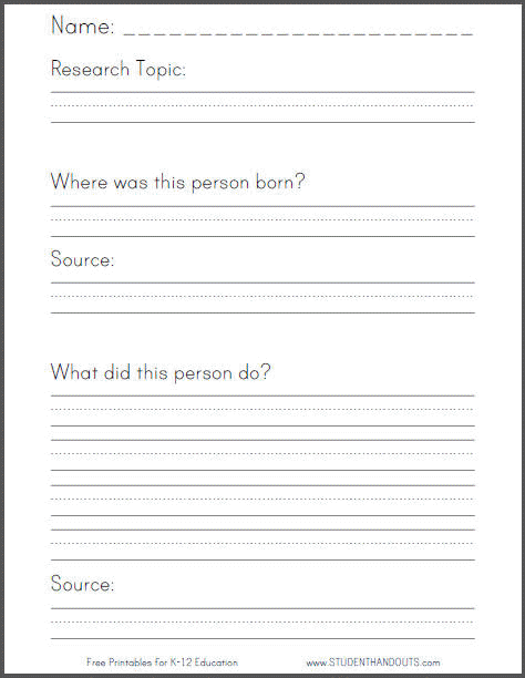 famous person research worksheet pdf