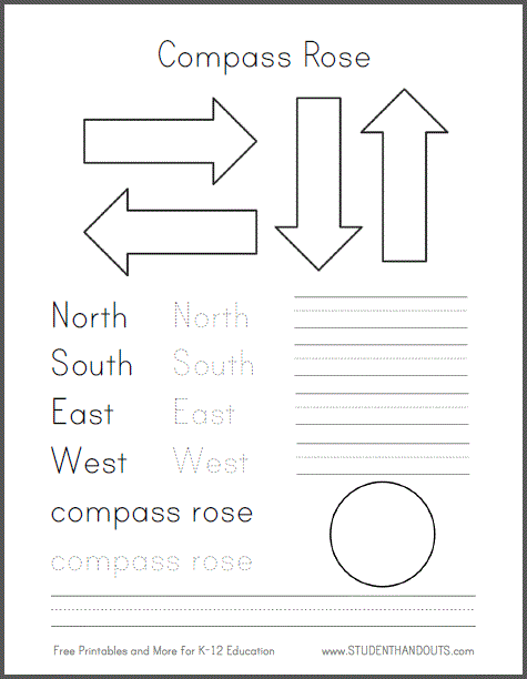 DIY Compass Rose Template - Free to Print | Student Handouts