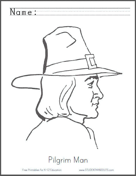 Pilgrim Man Coloring Sheet - Free to print (PDF file).