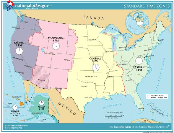 United States Time Zones Map