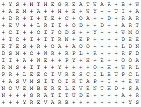 Veterans Day Word Search Puzzle Answer Key