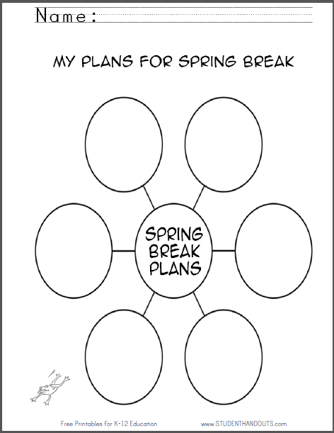 Spring Break Plans Bubble Worksheet - Free to print (PDF file).