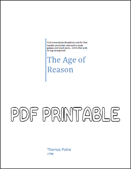 Thomas Paine's The Age of Reason - Free printable eBook (PDF file).