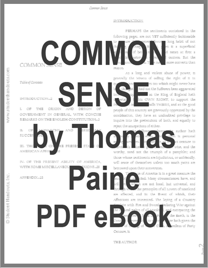 Thomas Paine's Common Sense - Free printable eBook (PDF file).