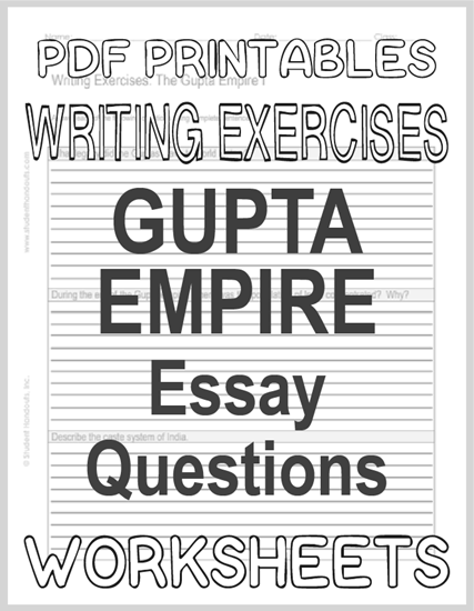 Gupta Empire Writing Exercises Sheets - Free to print (PDF files).