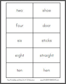 One, Two, Buckle My Shoe - Rhyming Words Flashcards