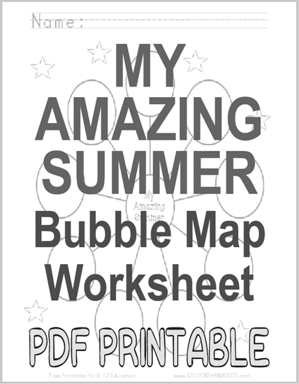 My Amazing Summer Bubble Map - Worksheet is free to print (PDF file).