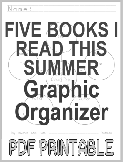 Five Books I Read This Summer - Free printable graphic organizer worksheet (PDF file).