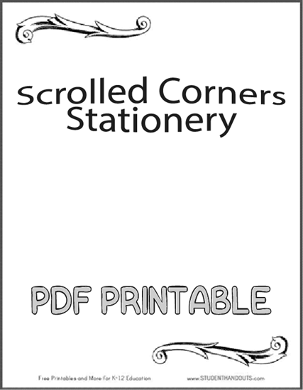 Scrolled Corners Stationery - Free to print (PDF file).