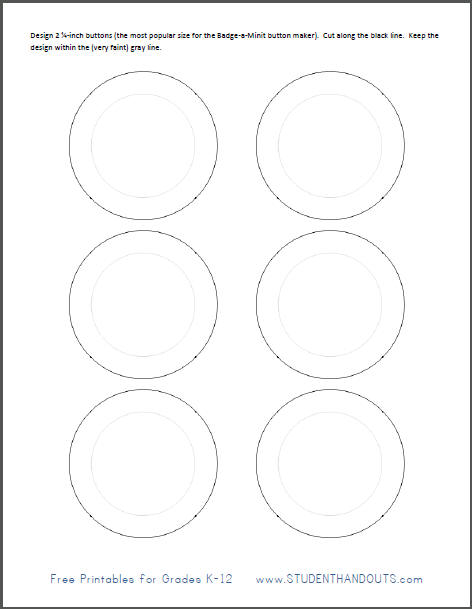 Badge-a-Minit 2.25-inch button maker template pattern to design and color your own buttons.