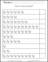 How many birds? Free printable 1-10 counting worksheet for kindergarten and first grade.