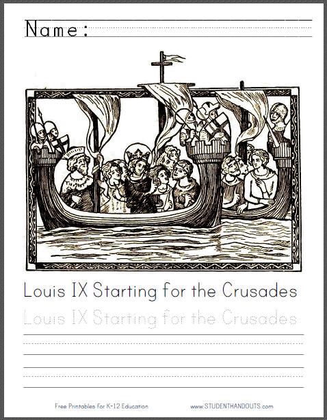 Louis IX Starting for the Crusades - Free Printable Coloring Page for Kids